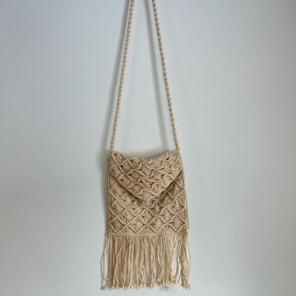 American Eagle Outfitters BOHO Fringed Tapestry Woven Crossbody Bag Purse - Picture 7 of 11